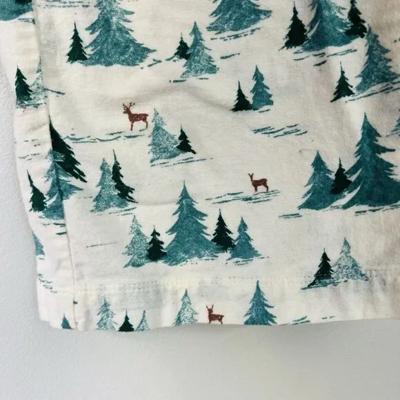 L.L. Bean Green & White Pine Tree Winter Scene Cozy Flannel Pajama Pants Large - Picture 5 of 9